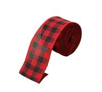Vintage Imitation Ribbon, Red Green Grid Linen Wire Ribbon - 6M/Roll for DIY Christmas Crafts, Bow Making & Gift Wrap(Color1)