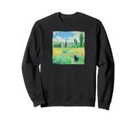 Vintage Impressionist Fluffy Cat Fine Art Botanical Wi Sweatshirt