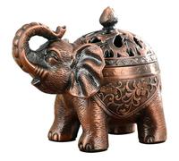 Vintage Incense Burner Elephant Metal Incense Burner Incense Holder with Lid for Home Office Yoga Hotel Decoration Gifts (Retro Red Copper)