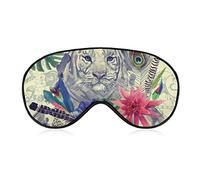 Vintage India White Tiger Elephant Sleep Mask Night Cover Eye for Women Men BlockLight for Airplane Travel Nap Adjustable Strap