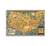 Vintage Indians Of The U.S.A. Tribes Map Poster Decorative Painting Canvas Wall Posters And Art Picture Print Modern Family Bedroom Decor Posters 08x12inch(20x30cm)