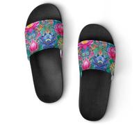 Vintage Indians Traditional Floral Pattern Slip On Slippers Bath Pool Shower Slide Sandals House Shoes Unisex