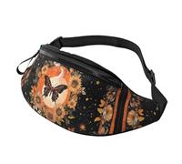 Vintage Indie Boho Crossbody Bag Sunflowers Hands-Free Bag Butterfly Floral Fanny Pack Theme Park Guests 14X35CM