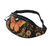 Vintage Indie Boho Crossbody Bag Sunflowers Hands-Free Bag Butterfly Floral Fanny Pack Workout Enthusiasts 14X35CM