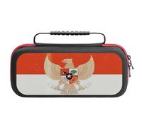 Vintage Indonesian Flag Indonesia Emblem Compatible with Switch Case Bag Travel Protective Cover Handbag with 20 Game Accessories