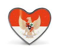 Vintage Indonesian Flag Indonesia Emblem Cute Brooch Badge Metal Heart Shaped Lapel Pins for Men Women Clothes Bag Hat Jewelry Accessories
