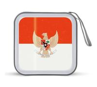 Vintage Indonesian Flag Indonesia Emblem Portable CD Case Holder 48 Capacity Travel DVD Storage Boxs Wallet Bag