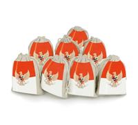 Vintage Indonesian Flag Indonesia Emblem Reusable Drawstring Bags 8 Pcs Jewellery Favour Pouch Christmas Halloween Candy