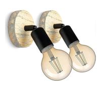 Vintage Indoor Wall Light Wooden 180 Rotatable Industrial Retro Style E27 (2 Pack)