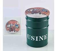 Vintage Industrial Bar Stool with Iron Bucket Design for Home Decor and Extra Storage