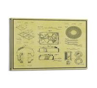 Vintage Industrial Blueprint Poster - Retro Mechanical Engineering & Phonograph Design Poster Decorative Painting Canvas Wall Posters And Art Picture Print Modern Family Bedroom Decor Posters 20x30in