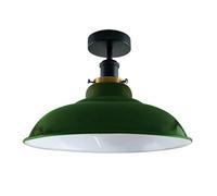 Vintage Industrial Ceiling Light, Industrial Metal 32 cm lampshade Ceiling Light Semi Flush Mount Mini Pendant Lighting for Farmhouse Porch Kitchen Bathroom (Green, Without Bulb)