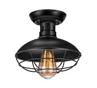 Vintage Industrial Chandelier - Exquisite Metal Cage Ceiling Light Fixture, Semi-Flush Mount with E27 for Hallway, Stairway, Bedroom, and Home Decoration