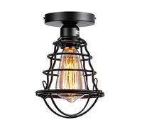 Vintage Industrial Chandelier - Exquisite Metal Cage Ceiling Light, Semi-Flush Mount Lamp with E27 Holder for Home Decor, Hallway, Stairway, Bedroom Lighting
