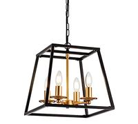 Vintage Industrial Dining Table Pendant Light 4-Light Chaner Ceiling Swag Lamp Farmhouse Hanging Lantern, Retro Suspended Lighting Fixtures for Bedroom Kitchen