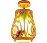 Vintage Industrial Fixture Printed Shade Decorative Close to Lights E27 Wooden Ceiling Lamp Base Corridor Aisle Book Tea Room Light Chandelier/a