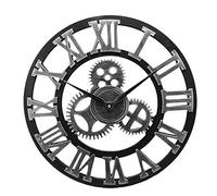 Vintage Industrial Gear Wall Clock 16" Noiseless Silent Non-Ticking Wall Clock Wall Clock Industrial Age Style Room Decoration Wall Art Decor Gold (Silver)