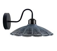 Vintage Industrial Metal Wall Light, E27 Wall Sconce Lamp with Curved Arm, Retro Wall Mounted Lighting Fixture for Bedroom Living Room Kitchen Hallway, Antique Brass/Black Finish, 22cm Shade