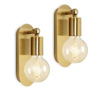 Vintage Industrial Metal Wall Light Set of 2 - Mid Century Modern Gold Wall Sconce - Rotatable Wall Spotlight for Bathroom & Living Room