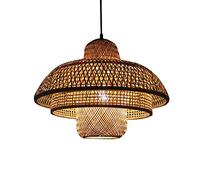 Vintage Industrial Nautical DIY Bamboo Pendant Light Creative Wicker Chandelier Farmhouse Natural Wood Rattan Hanging Lamp Japanese Teahouse Restaurant Dining Room Ceiling Lighting Fixture,Ø50cm
