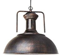 Vintage Industrial Pendant Lamp LOFT Barn Ceiling Hanging Light Iron Nautical Style Dome Lighting Fixture Oil-washed Bronze Finish Dia Indoor Kitchen Chandelier Droplight for E27, Black La