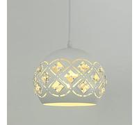 Vintage Industrial Pendant Light, Metal Ceiling Lamp with Crystal Shade, Elegant Chandelier for Living Room & Bedroom, Retro Style Iron Lighting Fixture (White)