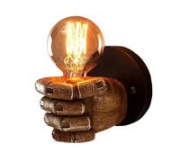 Vintage Industrial Right Fist Wall Lamp E27 Light Fitting Bulb Not Included | Retro Resin Fist Shaped Wall Light with E27 Lamp Holder, Creative Rustic Home Decor for Living Room, Bedside, Café and Bar
