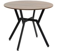 Vintage Industrial Round Dining Table - Wood Top, Steel Legs - Seats 2 - Brown
