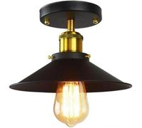 Vintage Industrial Semi Flush Mount Ceiling Light - Black Iron Art, E27 Base Fixture, Stylish 30Cm Close to Ceiling Lighting for Hallway, Kitchen, Dining Room Decor./30Cm