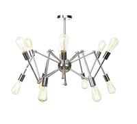 Vintage Industrial Spider Chandelier - Adjustable Wind Design for Sloped Ceilings, Perfect Lighting for Bedroom, Dining Room & Kitchen, Chrome Finish, 12 Bulb Capacity