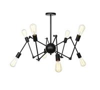 Vintage Industrial Spider Chandelier Light Fixture, Adjustable for Sloped Ceilings, Perfect for Bedroom, Dining Room & Kitchen - Unique Wind Design (8 Bulb, Nero)