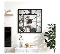 Vintage Industrial Square Wall Clock with Mirror - Large Metal Quartz Clock for Bedroom, Living Room with Roman Numerals - Elegant Decor