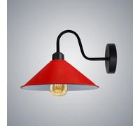 Vintage Industrial Swan Neck Wall Sconce E27 Red Cone Shade Complete With Bulb