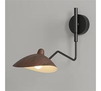 Vintage Industrial Swing Arm Wall Sconce, Long Arm Metal Wall Lighting 180°+360° Rotatable Wall Light Bedroom Living Room Office Bedside Retro Wall Lamps, E27 Base(Walnut Color)