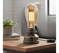 LEDSone Vintage Table Lamp Industrial Nightlight Village Style Desk Light Plug in Lamp Brushed Copper Water Pipe Table Lamp with ON/Off Switch E27 Dimmable Bulb (Without Bulb)