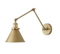 Vintage Industrial Wall Light, Brass Metal Wall Lamp Swing Arm Adjustable Extendable Flexible Bedside Reading Lamp Corridor Bedroom Living Room Loft Wall Sconce