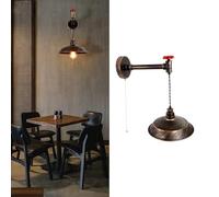 Vintage Industrial Wall Lights with Pull Cord Switch Water Pipe Iron Art Wall Sconces E27 Metal Steampunk Wall Lamps Farmhouse Bedroom Restaurant