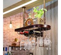 Vintage Industrial Wall Mounted Goblet Stemware Rack Ceiling Hanging Wine Glass Holder for Bathroom Towels Shelf and Flower Stand