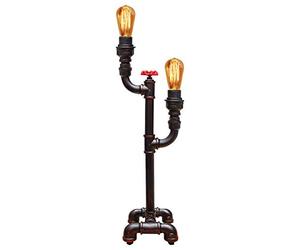Vintage Industrial Water Pipe Table Lamp Valve Tap Double Uplighter Metal Rustic Retro Antique Desk Lamp T1004