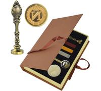 Vintage Initial Letter N Wax Seal Stamp Kit with Gift Box - Retro Brass Seal & Sealing Wax Sticks