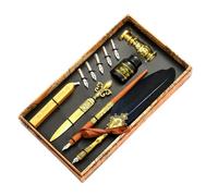 Vintage Ink Set - Quill Pen Kit, Antique Writing Collection, Dip Tool, Signature Craft Bundle with Sealing Wax Stamp System | Collection for Drawing Signatures Letters Invitations