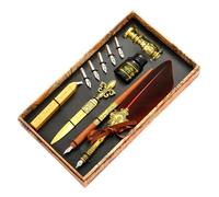 Vintage Ink Set - Quill Pen Kit, Antique Writing Collection, Dip Tool, Signature Craft Bundle with Sealing Wax Stamp System | Collection for Drawing Signatures Letters Invitations