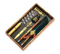 Vintage Ink Set - Quill Pen Kit, Antique Writing Collection, Dip Tool, Signature Craft Bundle with Sealing Wax Stamp System | Collection for Drawing Signatures Letters Invitations