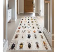 Vintage Insect Hallway Runner Rug 80x200 cm, Natural History Runner Rug, Beetle Butterfly Washable Non Slip Long Carpet, Floor Mat, Kitchen Bedroom Living Room Hall Entrance Decor, u84Ya