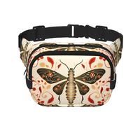 Vintage Insect Pattern Printed fashionable waist bag, unisex messenger bag, fashionable travel waist bag