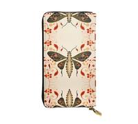 Vintage Insect Pattern Printed leather wallet, 7.5 x 4.1-inch long credit card holder, portable travel cash wallet