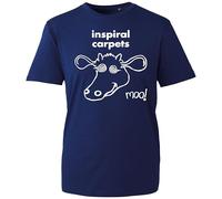 Vintage Inspiral Carpets T-Shirt - Funny ‘Moo!’ Cow Logo - 90s Indie Rock Band Merchandise for Men & Women for Music Lovers (Navy, XL Years)