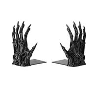 Vintage-Inspired Bookends with Sculpted Skeletal Hands, Set of 2 | Opposing L-Shaped Pieces, Sculpted Finger-Bone, Gothic Display Character for Books, Albums and Desktops