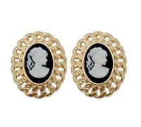 Vintage-Inspired Cameo Silhouette Hollow Frame Stud Earrings, Cameo Earrings for Women Vintage Victorian Art Deco Antique Retro Jewelry, Resin, No Gemstone