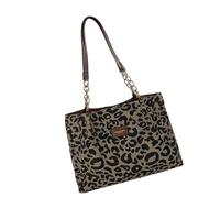 Vintage Inspired Canvas Bag with Comfortable Strap Leopards Print Commuters Work Bags for Women Daily Carry Shoulder Bag Stylish Leopards Print Canvas Bag Large Capacity Shoulder Bag Fashion Underarm